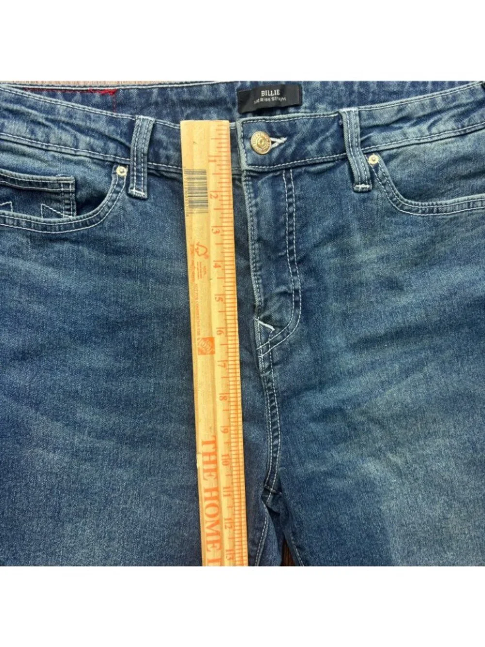 True Religion Billie Mid Rise Straight Jeans Distressed Medium Wash Size 34